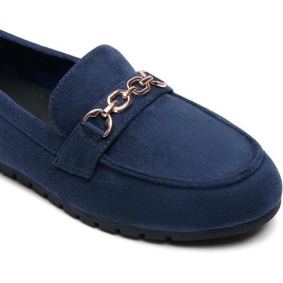 Dream Pairs Women Navy Faux Suede Lightweight Arch Support Slip On Flat Loafers - Picture 7 of 9